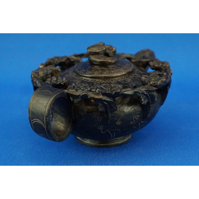 Black Jadeite Jade-Like Hard Stone Teapot For Sale - Image 4 of 18