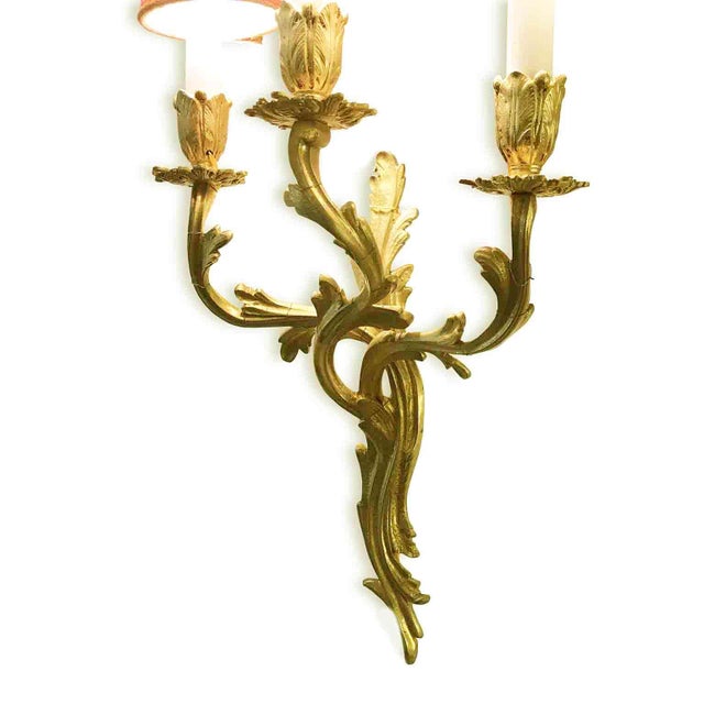 Gilded Bronze Wall Light, 1920s, Set of 2 For Sale - Image 4 of 10