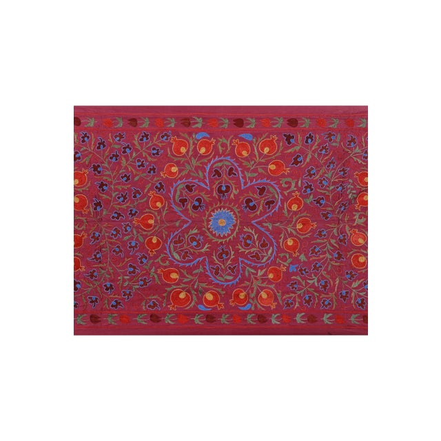 Silk Suzani Wall Decor 3'1'' X 6'3'' For Sale - Image 4 of 10