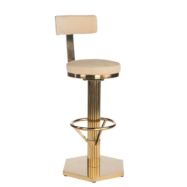 Old Hollywood Glamour is coming to your place thanks to these gold bar chairs. Clean lines and creamy linen hues sits on a...
