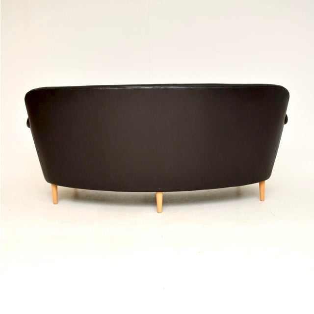 Wood Swedish Leather Sams Sofa by Carl Malmsten, 1960s For Sale - Image 7 of 11