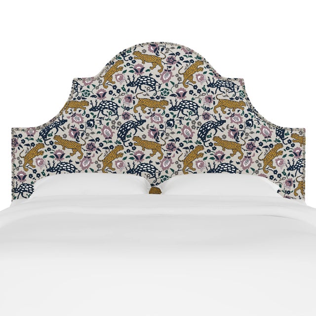 Transitional Halsted Headboard in Mustard Plum Leopard, King For Sale - Image 3 of 6