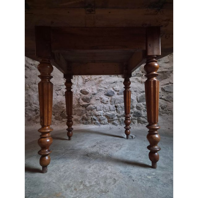 Antique French Round Walnut Dining Table, 1880s For Sale - Image 10 of 18