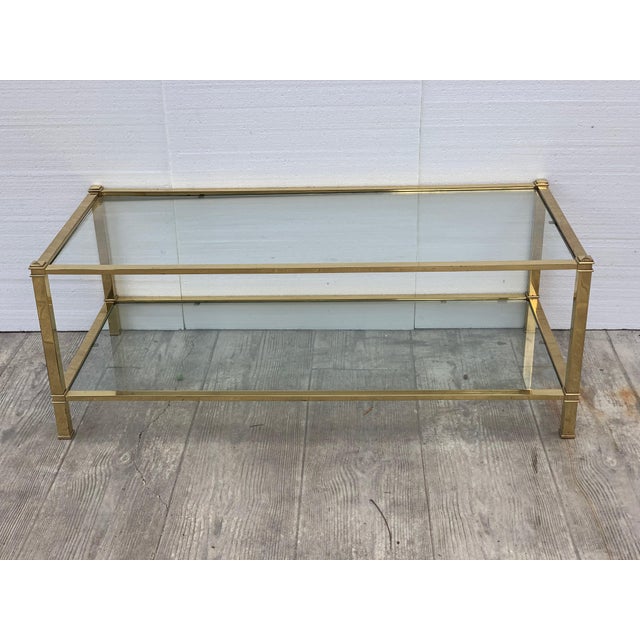 Mid-Century Modern Set of Brass Side Table and End Console Table with Glass For Sale - Image 6 of 18