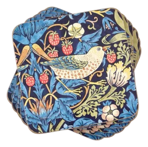 Spode Morris & Co Strawberry Thief Blue Coasters, Set of 6