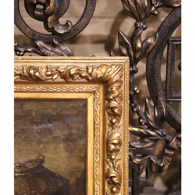 19th Century Oil on Canvas Chicken Painting in Gilt Frame Signed E. Coppenolle For Sale In Dallas - Image 6 of 9