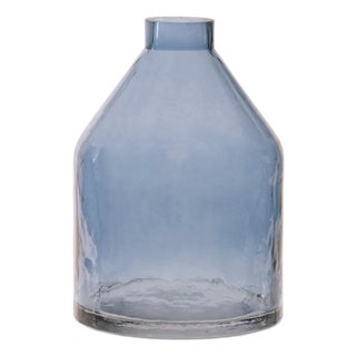 Blue Glass Bottle Vase 6.5"H For Sale