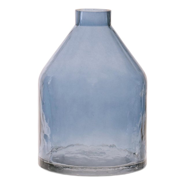 Blue Glass Bottle Vase 6.5"H For Sale