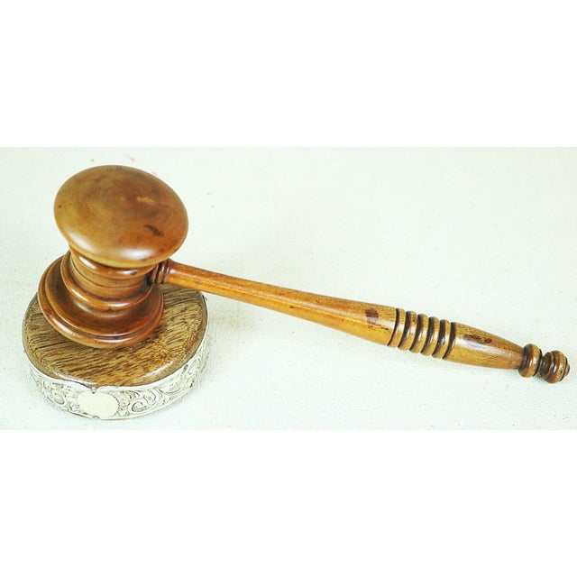 A gavel and striking block dating from the late English Victorian period. Both pieces are in excellent as found condition....