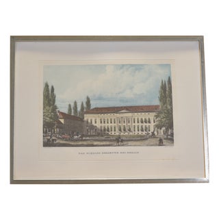 Bellevue Palace Near Berlin, Colored Steel Engraving, Circa 1855 For Sale