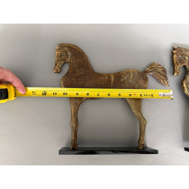 Vintage Heavy Bronze Standing Horse Equestrian Sculpture Book Ends Argentina For Sale - Image 11 of 12