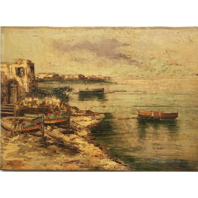 Alberto Corsini, On the Beach near Naples, Oil Painting on Canvas For Sale - Image 6 of 13