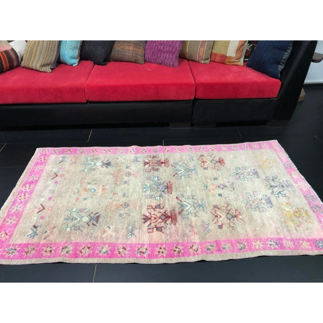 1960s Vintage Turkish Handmade Multicolor Rug For Sale In Phoenix - Image 6 of 11