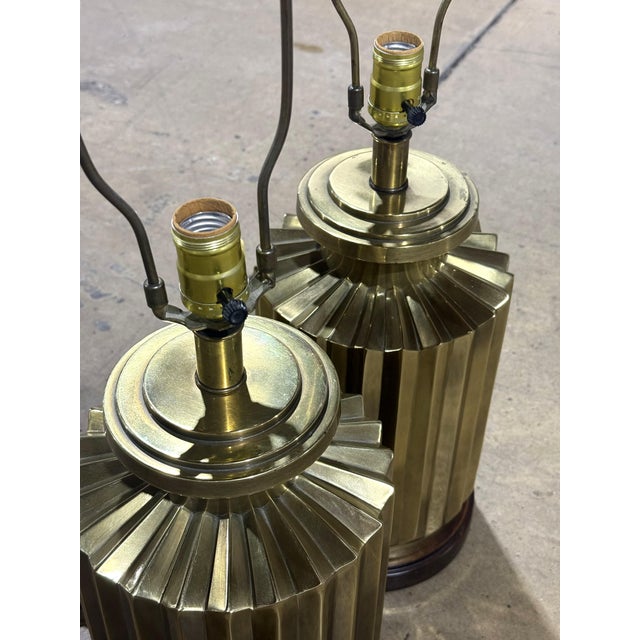 Metal 1980s Pair of Frederick Cooper Brass Lamps For Sale - Image 7 of 18
