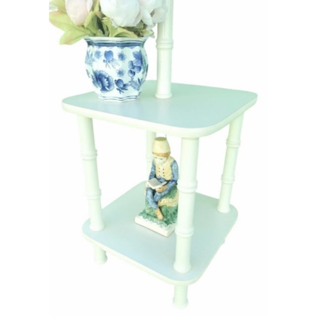 1970s Vintage Off White Faux Bamboo Tall Regency Table Floor Lamp Combo For Sale - Image 5 of 7