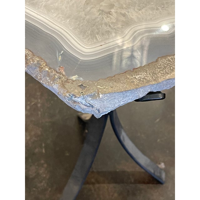 1980s Pair of Agate Top Accent Side Tables For Sale - Image 10 of 12