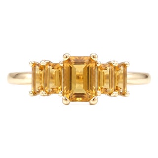 Wedding Engagement Ring | Citrine Five Stone Stackable Ring | November Birthstone Ring Us 7 For Sale