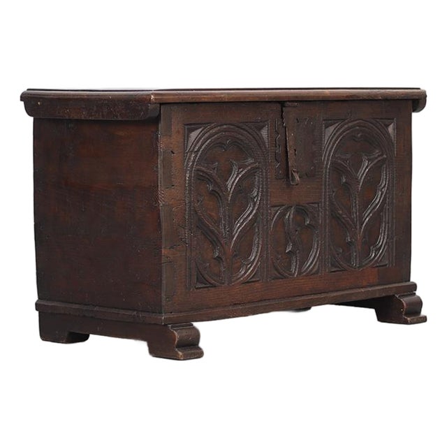 18th Century Oak Gothic Spanish Antique Chest For Sale