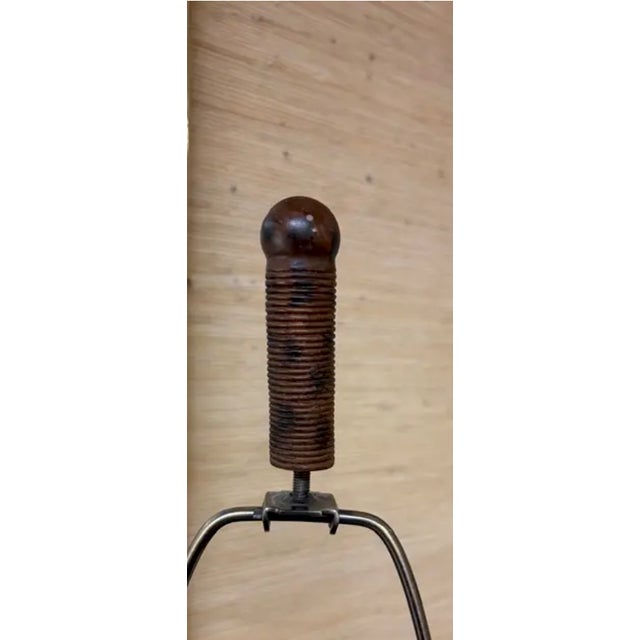 Mid Century Asian Faux Bamboo Table Lamps For Sale - Image 10 of 11