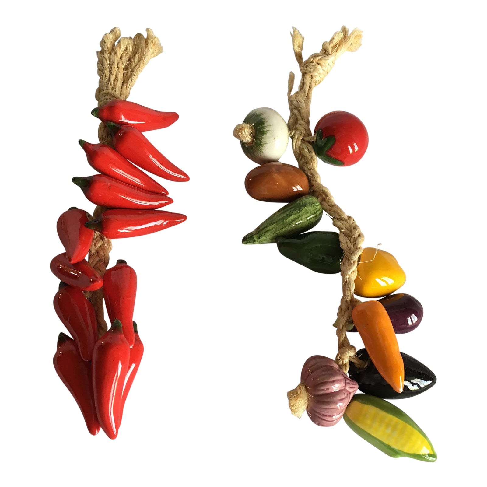 Mexican Ceramic Vegetables Ristra Rope Wall Hangings A Pair Chairish