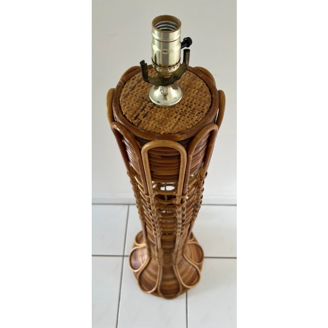 Brown Vintage Stacked Rattan Floor Lamp For Sale - Image 8 of 11
