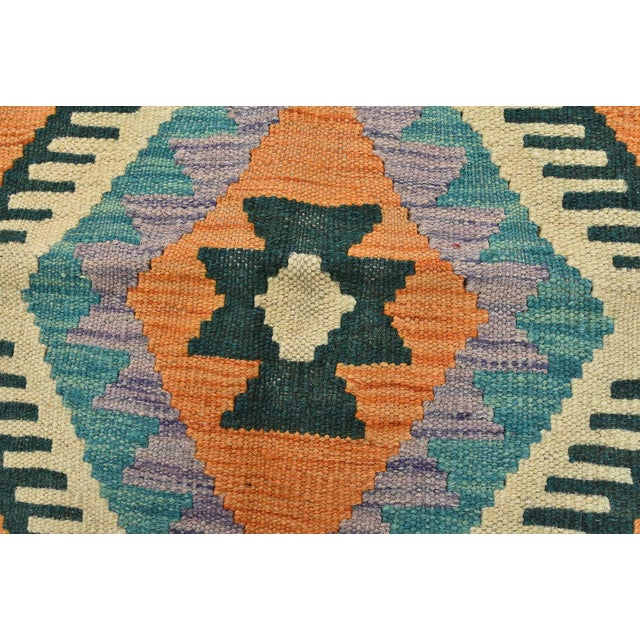 Textile Kilim Rug 4'3'' X 5'9'' Multicolor Wool Handwoven Oriental Carpet For Sale - Image 7 of 12