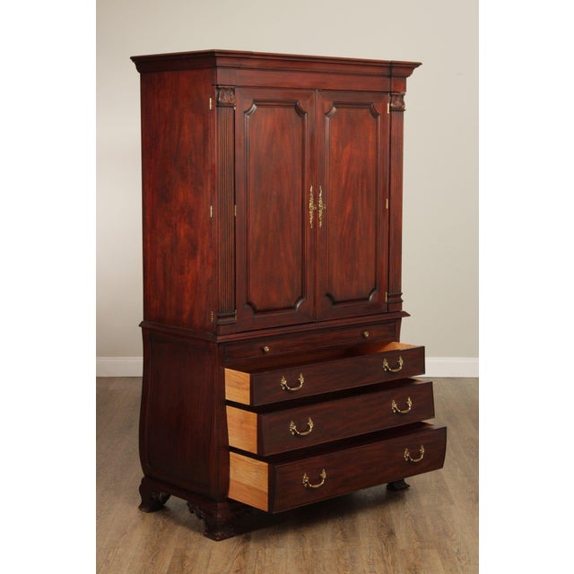 Traditional Henkel Harris Mahogany Bombe Armoire Cabinet For Sale - Image 3 of 12