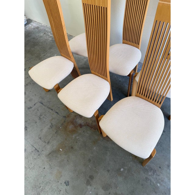 Wood Late 20th Century Set of 6 Italian Tall Back Dining Postmodern Chairs in Style of Pietro Costantini For Sale - Image 7 of 7