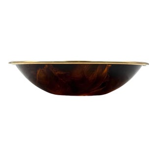 Hollywood Regency Brass and Tortoiseshell Lucite Bowl / Centerpiece, Italy 1970s For Sale