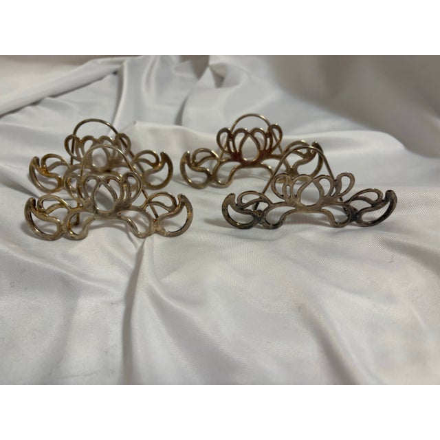 Art Deco Vintage Card Place Holders, Silver Plated Pewter - Set of 6 For Sale - Image 3 of 7