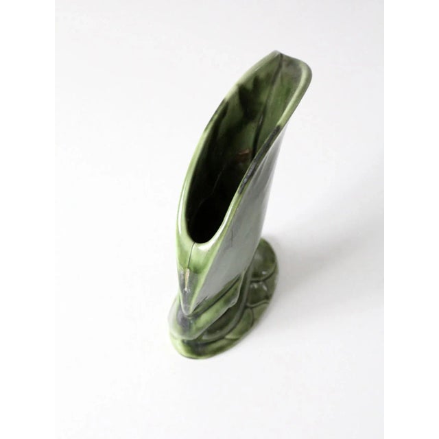 Ceramic Vintage Ceramic Leaf Vase For Sale - Image 7 of 11