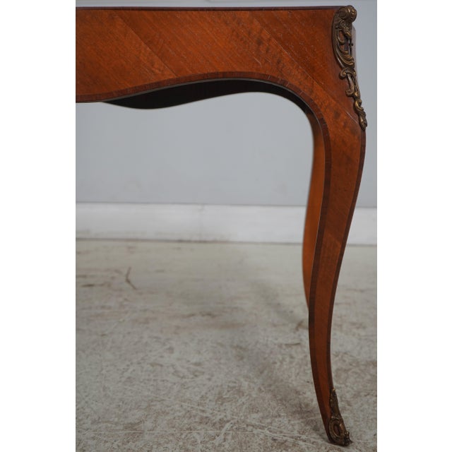 French Vintage Parquetry Mahogany Rectangular End Table For Sale - Image 9 of 13