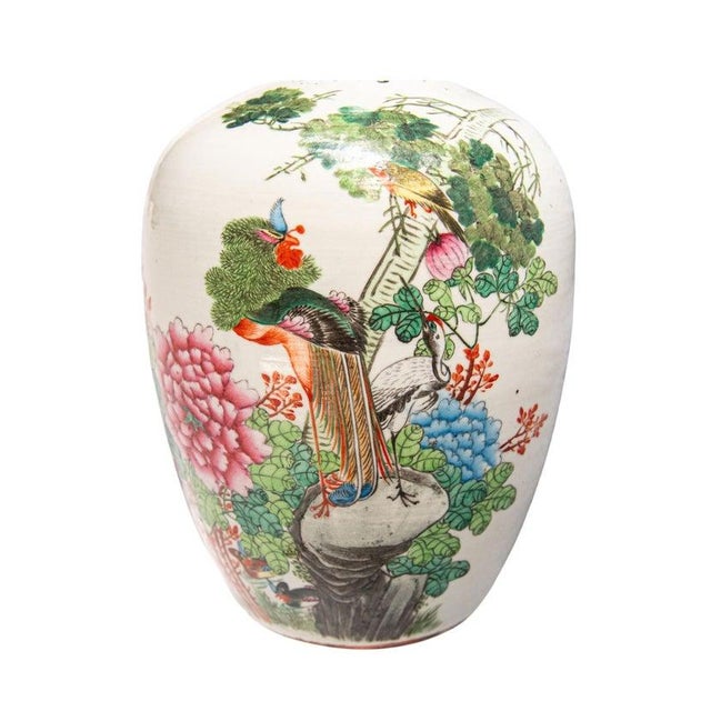 Asian Early 20th Century Chinese Famille Rose Porcelain Lidded Jar in the Qing Style For Sale - Image 3 of 9