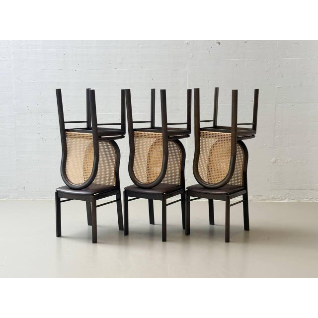 1980s Chairs with Wicker and Leather Seats by Dietiker, 1980s, Set of 6 For Sale - Image 5 of 16