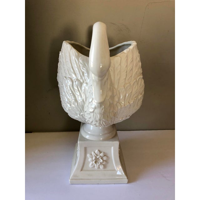 Vintage White Italian Pottery Swan Urn Centerpiece For Sale In Buffalo - Image 6 of 9