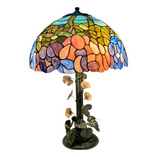 Tole Flower Table Lamp from Tiffany, 1960s For Sale