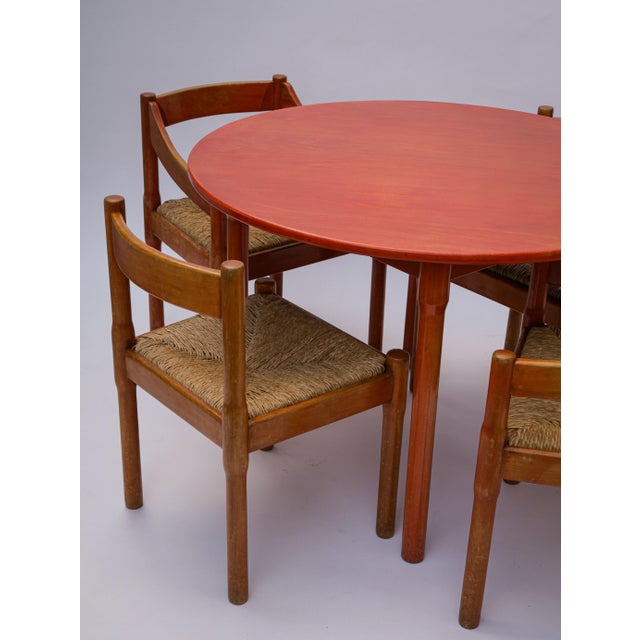Red Red Carimate Dining Table and Chairs by Vico Magistretti for Cassina, 1960s, Set of 5 For Sale - Image 8 of 10