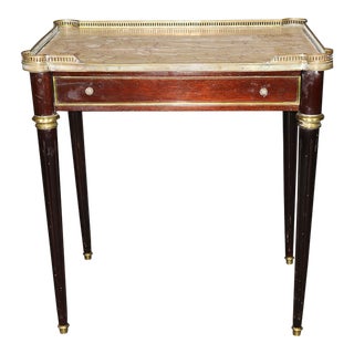 Fine Quality French Directoire Breche Marble Top Brass Gallery End Table For Sale