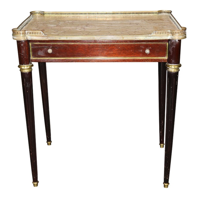 Fine Quality French Directoire Breche Marble Top Brass Gallery End Table For Sale