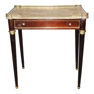 Fine Quality French Directoire Breche Marble Top Brass Gallery End Table