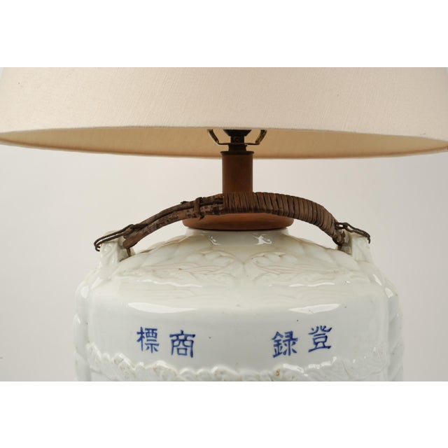 Antique Japanese Sake Jar Table Lamp, Meiji–Early Shōwa Period Circa 1890 - 1930 For Sale In Los Angeles - Image 6 of 6