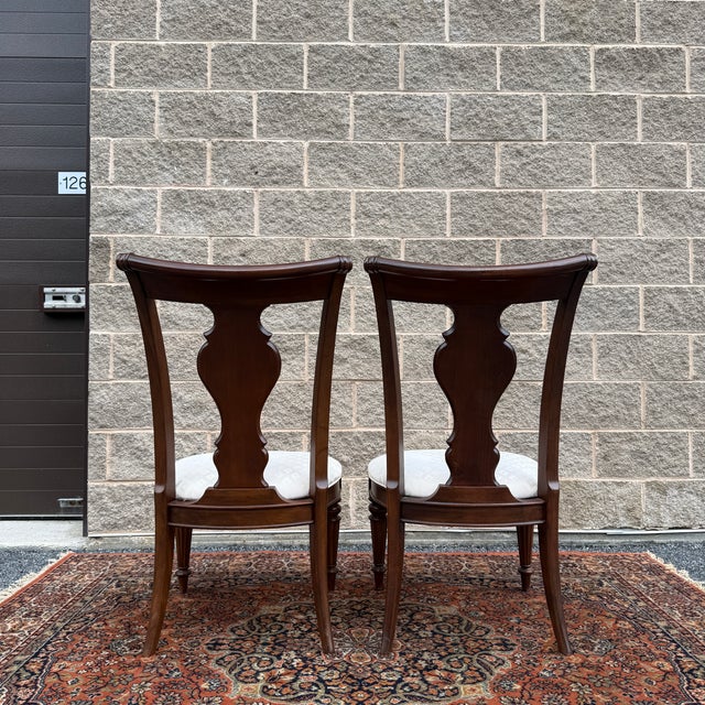 2000s Pennsylvania House Cortland Manor Collection Traditional Regency Cherry Sleigh Back Dining Chairs - A Pair For Sale - Image 10 of 17