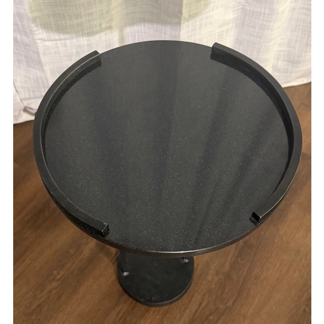 2020s Studio a by Global Views Wishbone Accent Table – Black Granite & Forged Iron Drink Table For Sale - Image 5 of 9