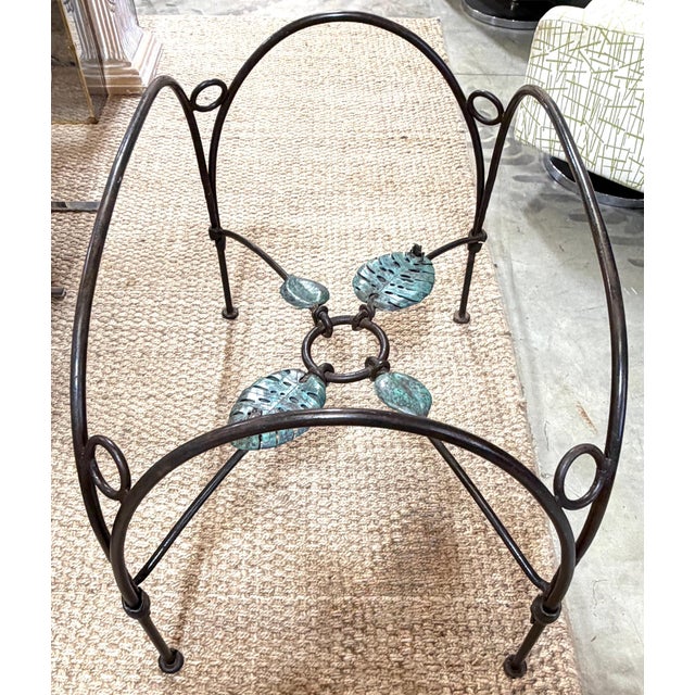 Transparent Emilia Castillo Verdigris Bronze Frog & Lily Pad Motif Table For Sale - Image 8 of 18