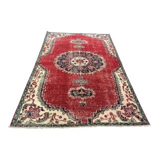 1970s Vintage Turkish Hand-Knotted Area Rug - 4′6″ × 8′2″ For Sale