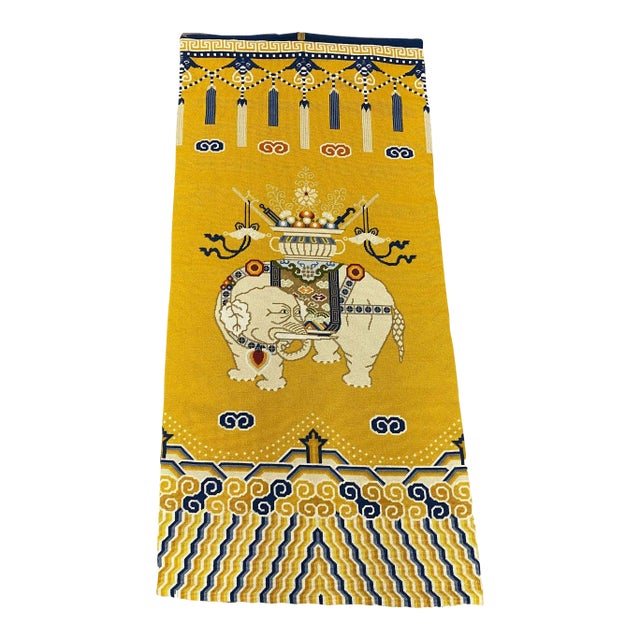 Early 20th Century Elephant Wall Hanging Needlepoint Textile For Sale