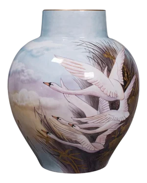 Vintage English Decorative Ceramic Flower Vase Hand Painted by James Skerrett