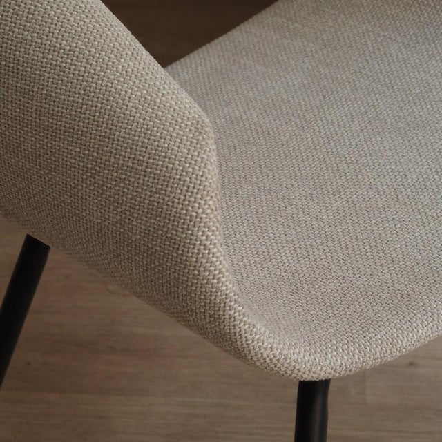 Open Back Chair in Natural White Textured Fabric For Sale - Image 4 of 9