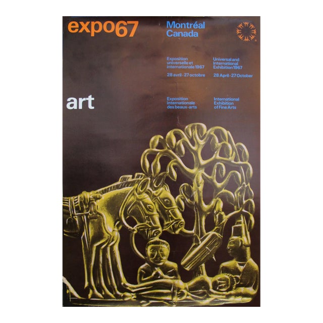 1967 Vintage Montreal Poster, Expo 67 Art (Buddha) For Sale