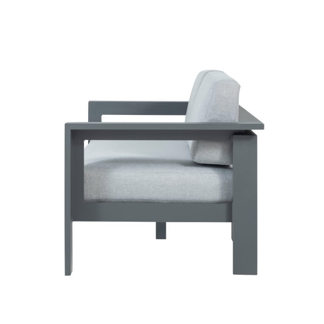 Sardinia Aluminum Frame Outdoor 74" Love Seat / Sofa - Gray Cushions For Sale - Image 11 of 18